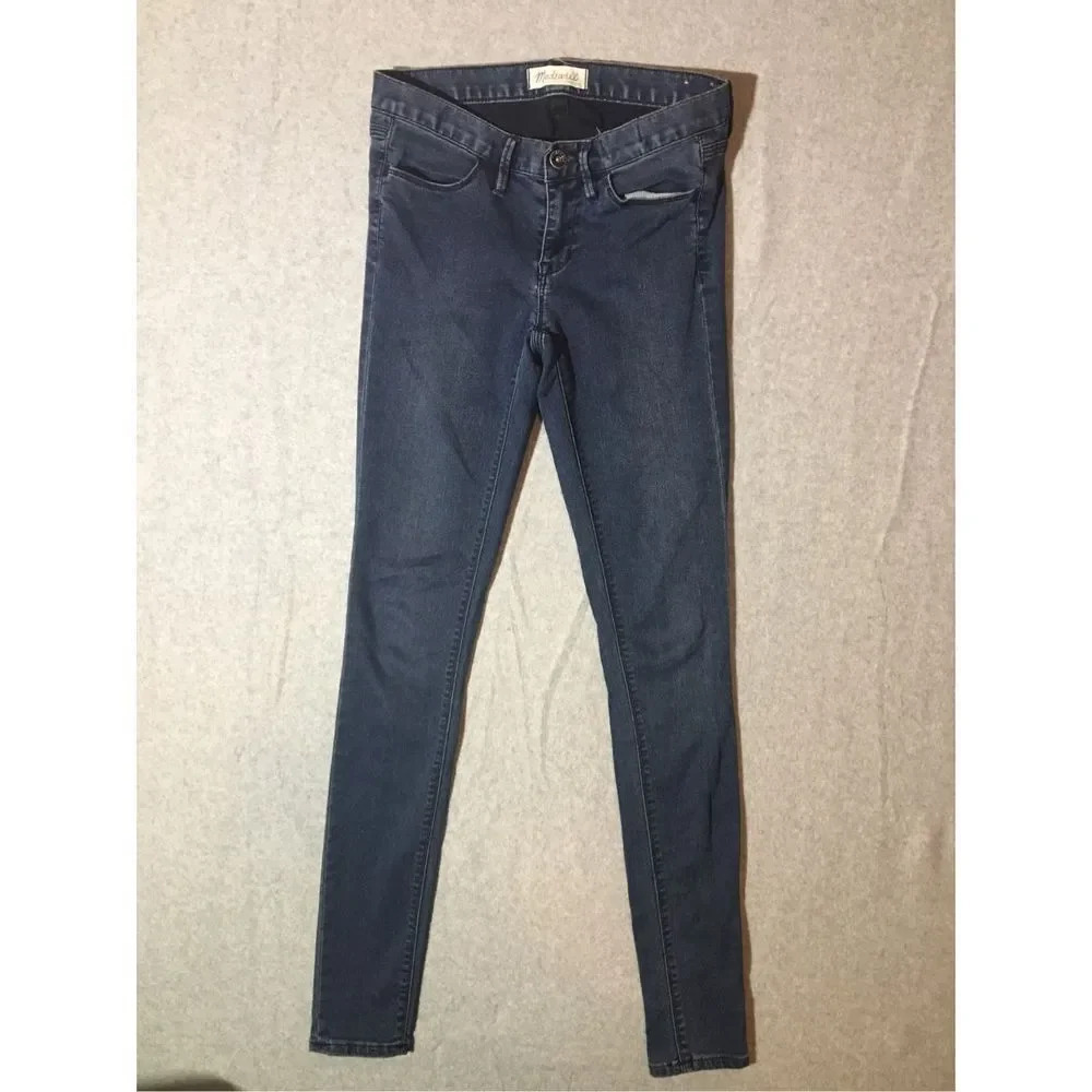 Womens Madewell Jeans Sizeโ24 Dark Wash Skinny Denim Stretchy Mid Rise Waist